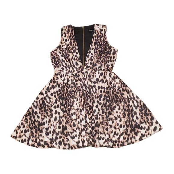 Revolve NBD x Naven Twins Leopard Dress V-Neck Sleeveless Mini Women Size Medium - Picture 1 of 4